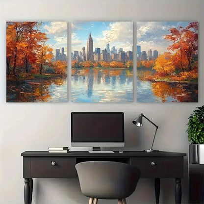 3pcs Central Park New York City Skyline Metal Print Ready to Hang Art - Bella Home Decor