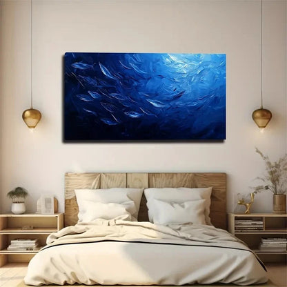 Fish In The Ocean Bar Wall Art Canvas Office Home Room Framed 120x60cm