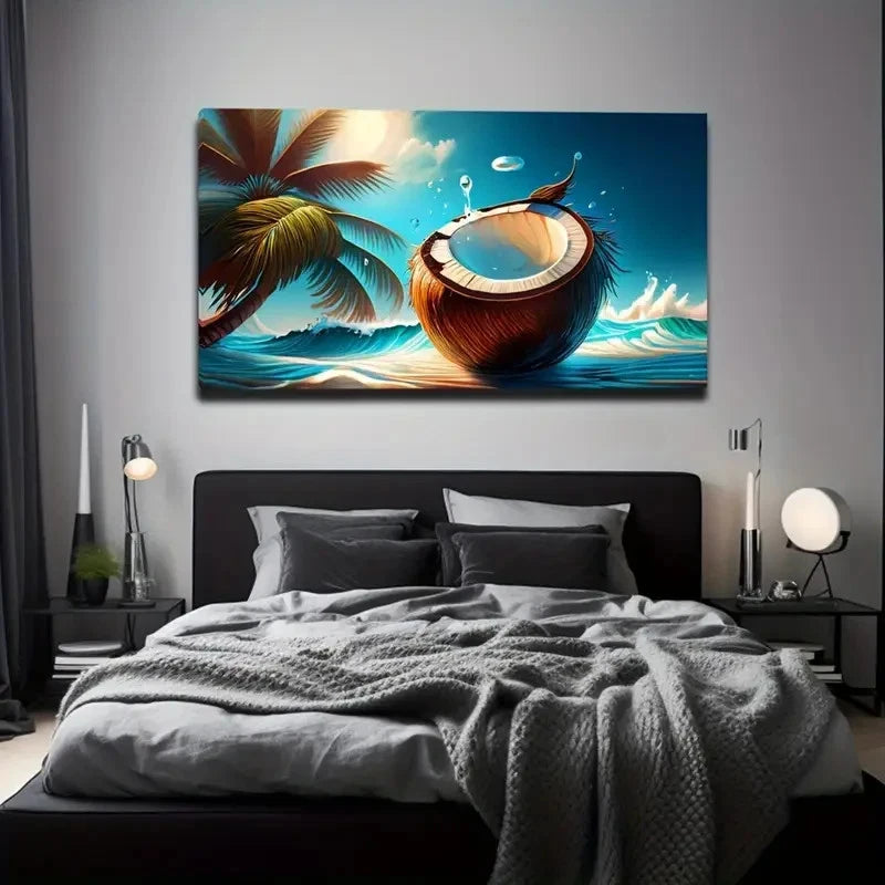 Tropical Beach Scene Wall Art Canvas Office Home Room Framed 120x60cm