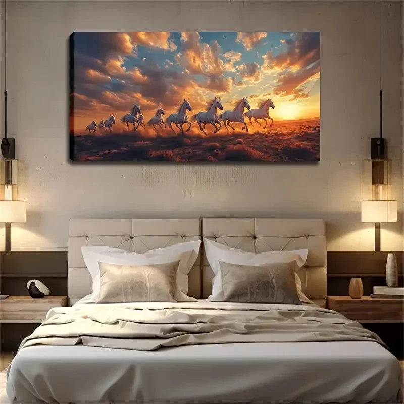 Dramatic Sunset Horseback Wall Art canvas office home room framed 120x60cm - Bella Home Decor