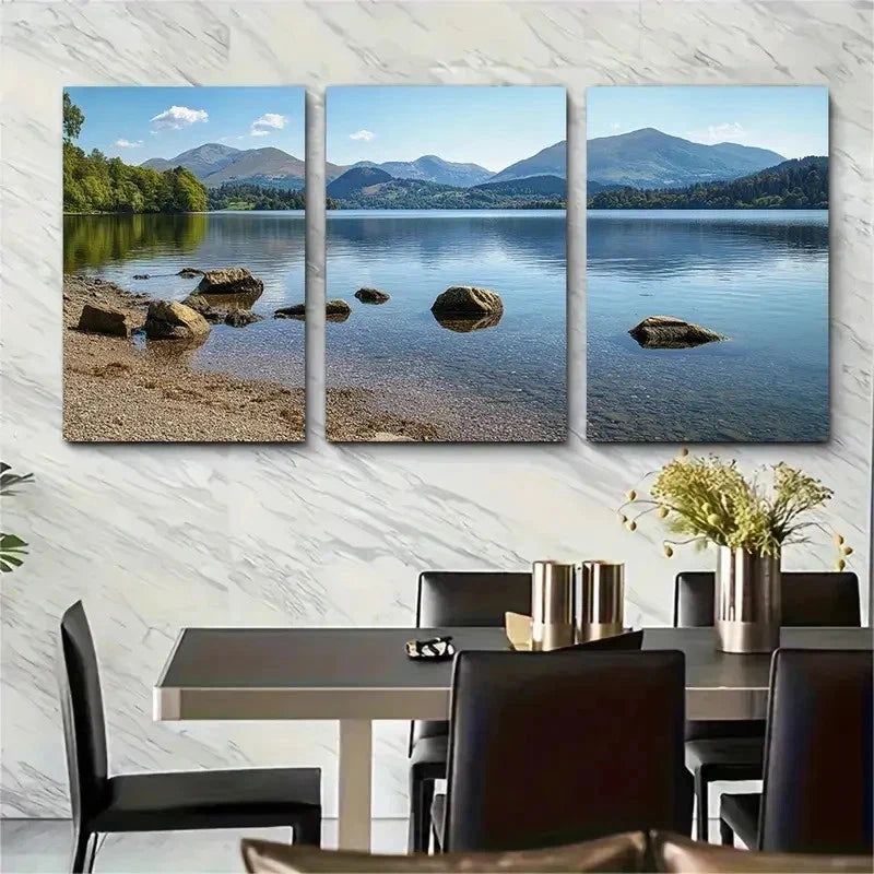 3pcs Cat Bells Cumbria Travel Print Perfect Wall Art Set Canvas Framed 50x70cm - High Quality Print 100% Australian Made Wall Canvas Ready to Hang - Bella Home Decor