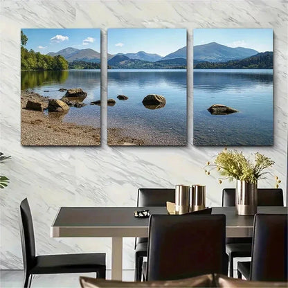 3pcs Cat Bells Cumbria Travel Print Perfect Wall Art Set Canvas Framed 50x70cm - High Quality Print 100% Australian Made Wall Canvas Ready to Hang - Bella Home Decor