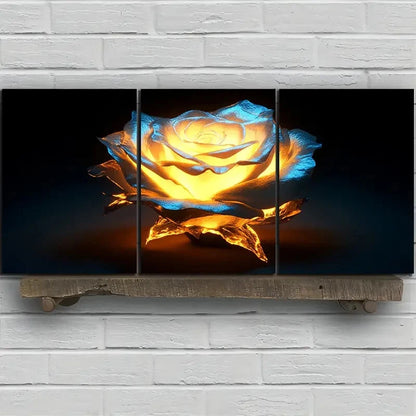 3pcs Beautiful Roses Lighten Themed Metal Print Ready to Hang Art - Bella Home Decor