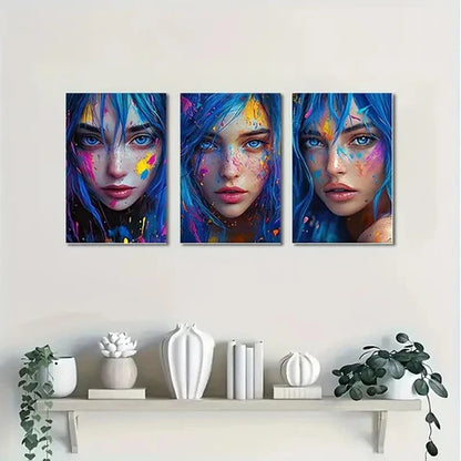 3pcs Colorful Abstract Woman CAW  Wall Art Set Canvas Unframed - High Quality Print 100% Australian Made Wall Canvas - Bella Home Decor