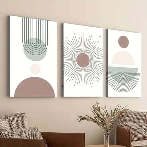3pcs Modern Boho Art Colors Rainbow Sun and Stars Wall Art Set Canvas Unframed - High Quality Print 100% Australian Made Wall Canvas