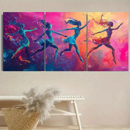 3pcs Abstract Dancer Elegant Blue & Pink Wall Art Set Canvas Framed 50x70cm - High Quality Print 100% Australian Made Wall Canvas Ready to Hang - Bella Home Decor