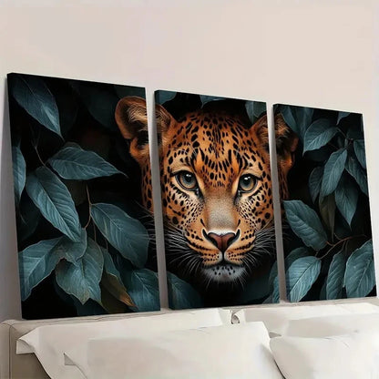 3pcs Leopard Animal Decor Wall Art Set Canvas Framed 40x60cm - High Quality Print 100% Australian Made Wall Canvas Ready to Hang