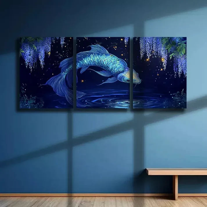 3pcs Elegant Koi Fish Wall Art Canvas Unframed - High Quality Print 100% Australian Made Wall Canvas