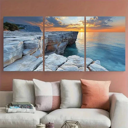3pcs Natural Eroded Rock Formation Wall Art Canvas Unframed – High Quality Print 100% Australian Made Wall Canvas