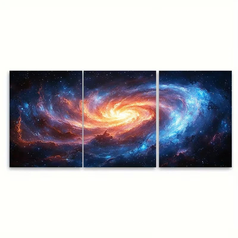3pcs Ethereal Flocculent Spiral Galaxy Metal Print Ready to Hang Art - Bella Home Decor