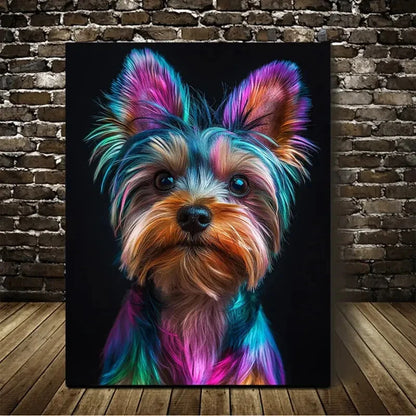 Beautiful Colorful Yorkshire Terrier Painting 40x60cm Metal Print Ready to Hang - Bella Home Decor