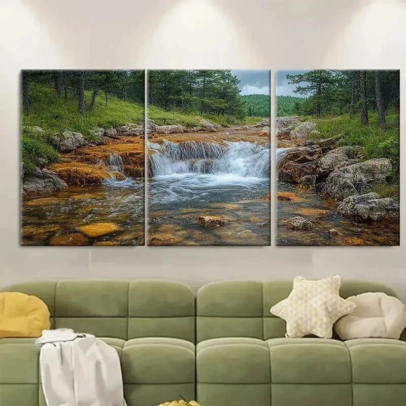 3pcs Rocky Water Source YU Wall Art Set Canvas Framed 40x60cm - High Quality Print 100% Australian Made Wall Canvas Ready to Hang
