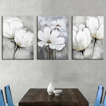3pcs Floral Abstract Art Paintings Prints Metal Print Ready to Hang Art - Bella Home Decor