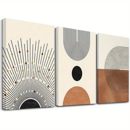 3pcs Contemporary Shining Sun & Landscape Wall Art Set Canvas Unframed - High Quality Print 100% Australian Made Wall Canvas - Bella Home Decor