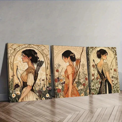 3pcs The Girl with Bow and Arrow Wall Art Set Canvas Unframed - High Quality Print 100% Australian Made Wall Canvas
