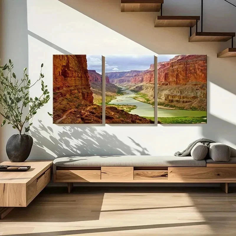 3pcs Grand Canyon & River Nature Landscape Wall Art Set Canvas Framed 60x90cm - High Quality Print 100% Australian Made Wall Canvas Ready to Hang