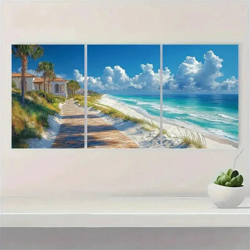 3pcs Alys Beach & Rosemary Beach Scenery  Wall Art Set Canvas Unframed - High Quality Print 100% Australian Made Wall Canvas - Bella Home Decor