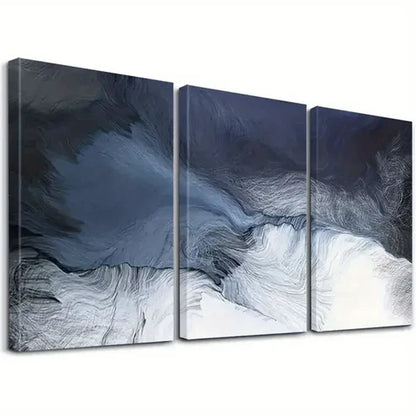 3pcs Abstract Light Blue and White Modern Wall Art Set Canvas Unframed - High Quality Print 100% Australian Made Wall Canvas - Bella Home Decor