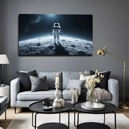 Astronaut On Moon Surface Wall Art Canvas Office Home Room Framed 120x60cm