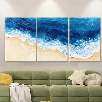 3pcs Beach View, Pool Abstract Art Metal Print Ready to Hang Art - Bella Home Decor