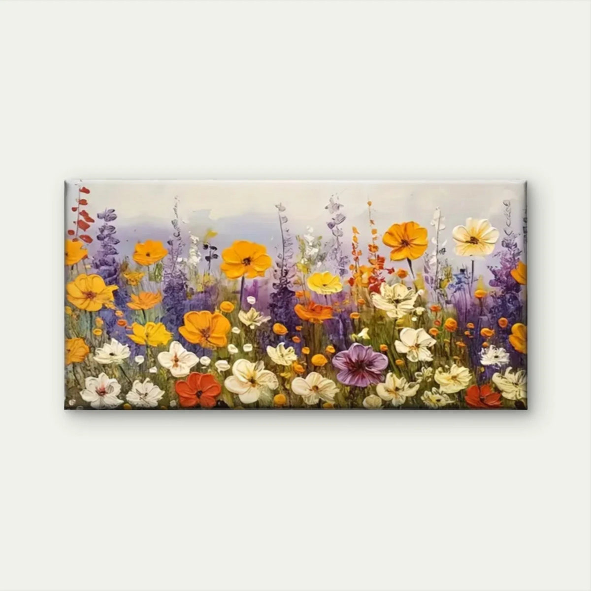 Field Flower Floral Colourful Wall Art Canvas Office Home Room Framed 120x60cm