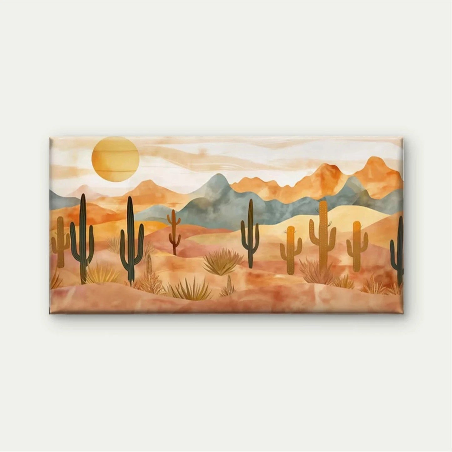 Desert Landscape Cactus Wall Art Canvas Office Home Room Framed 120x60cm