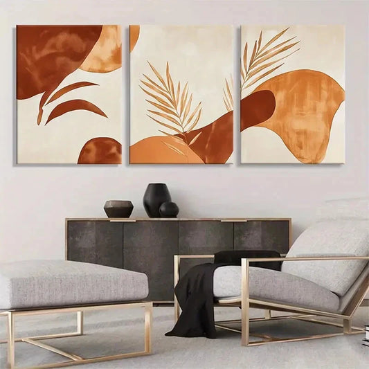 3pcs Modern Abstract Botanical Natural Perfect Wall Art Set Canvas Framed 40x60cm - High Quality Print 100% Australian Made Wall Canvas Ready to Hang
