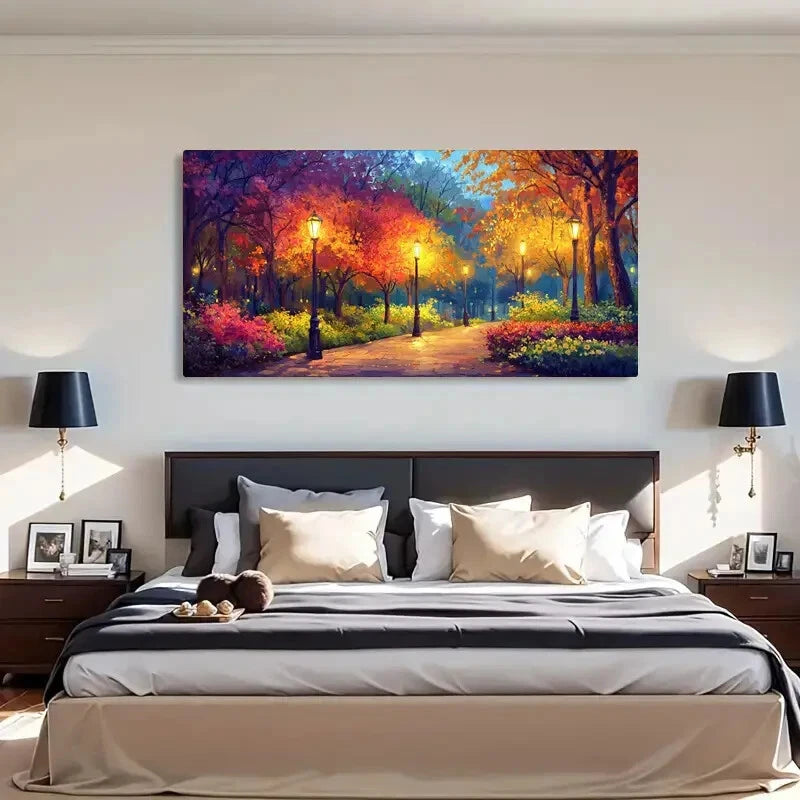 Colorful Leaves & Night Scene Wall Art Canvas Office Home Room Framed 120x60cm - Bella Home Decor