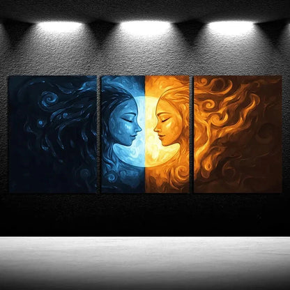 3pcs Vibrant Couples on Water Surface Design Metal Print Ready to Hang Art - Bella Home Decor