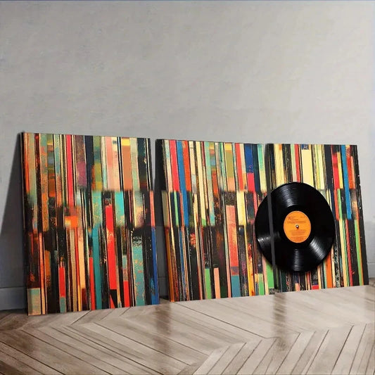 3pcs Inspired by Music on Vinyl Wall Art Set Canvas Framed 40x60cm - High Quality Print 100% Australian Made Wall Canvas Ready to Hang