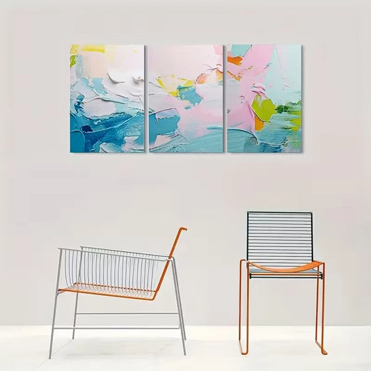 3pcs Contemporary Abstract Triptych Metal Print Ready to Hang Art