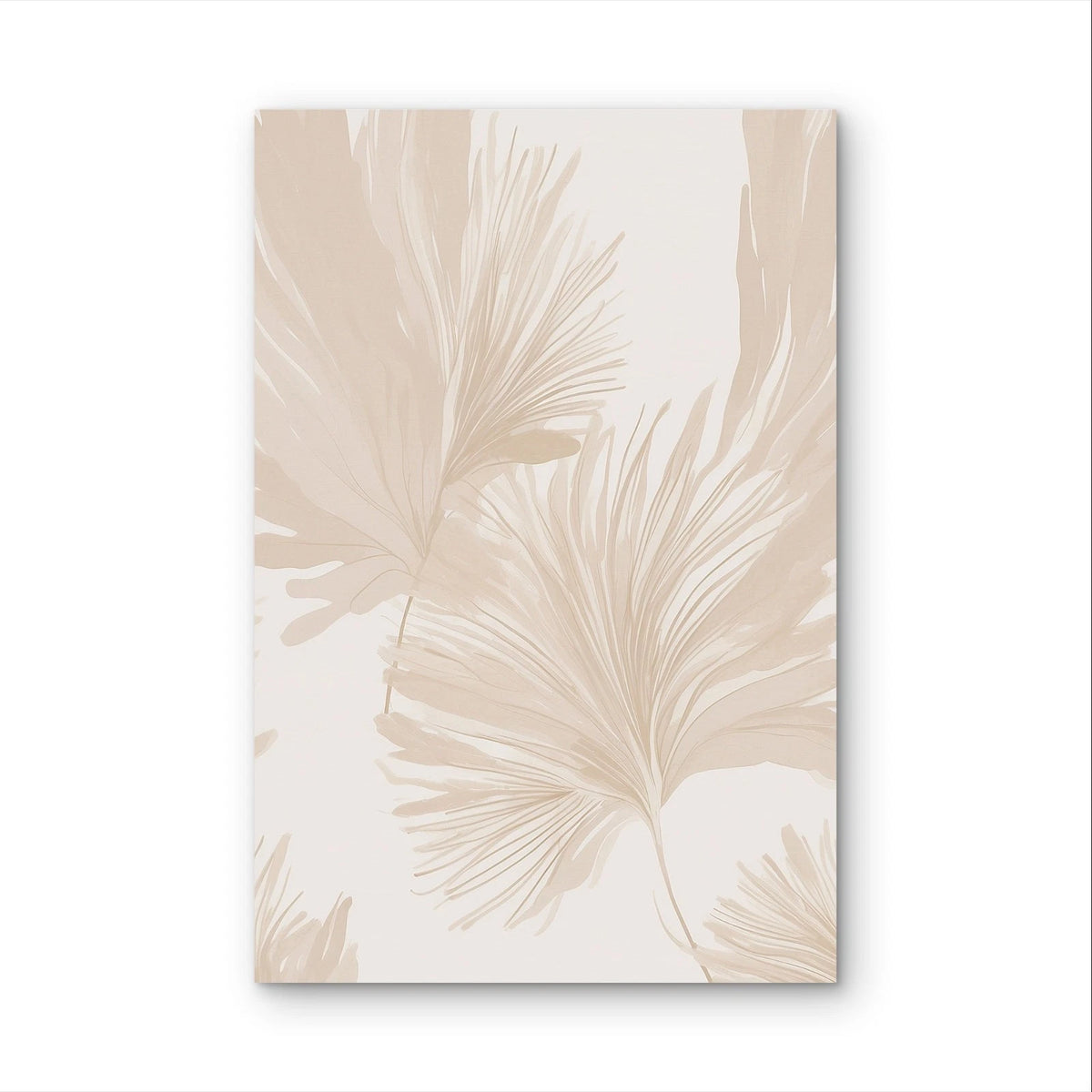 Neutral Beige and Cream Tropical Palm Leaves 40x60cm Metal Print Ready to Hang