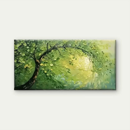 Green Leafy Tree Abstract Wall Art Canvas Office Home Room Framed 120x60cm.