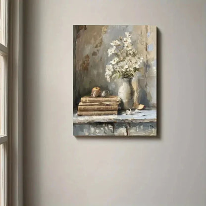 Beautiful Vintage Botanical Floral Vase Painting 60x90cm Metal Print Ready to Hang