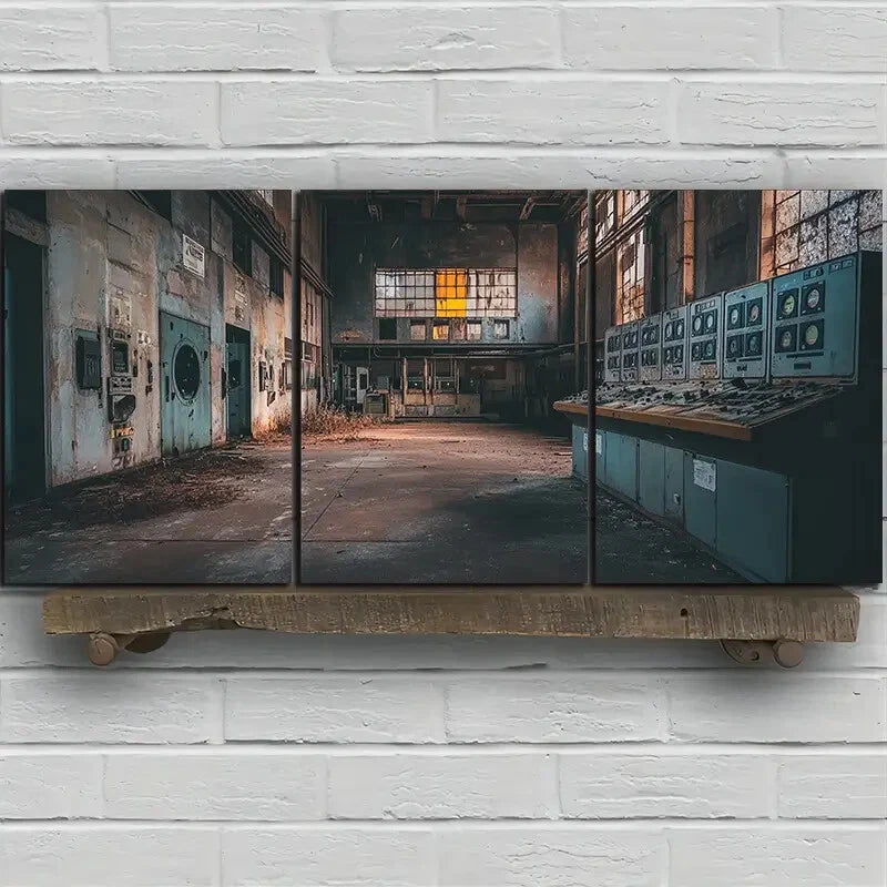 3pcs Old View Outdated Control Room Metal Print Ready to Hang Art - Bella Home Decor