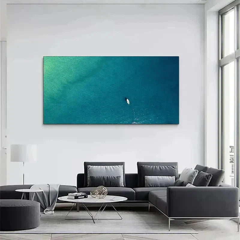 Ocean Serenity With Solitary Wall Art Canvas Office Home Room Framed 120x60cm