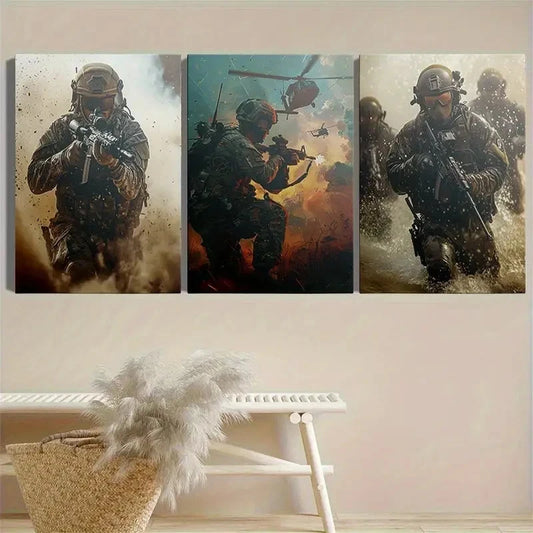 3pcs Military Action Forces and Tactical Team Metal Print Ready to Hang Art
