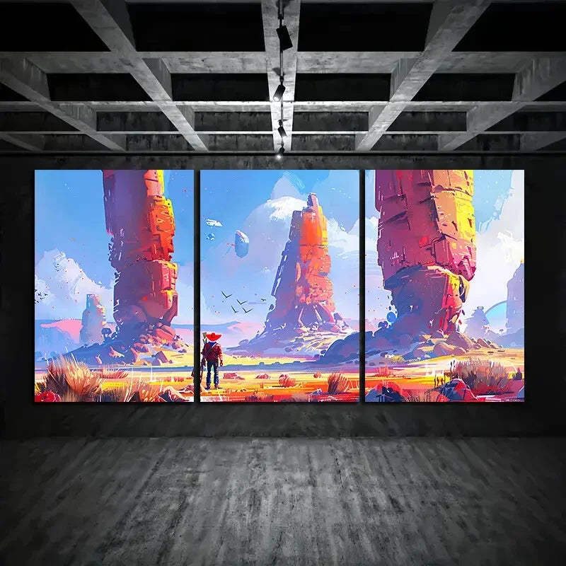 3pcs Large Desert Landscape Triptych Metal Print Ready to Hang Art