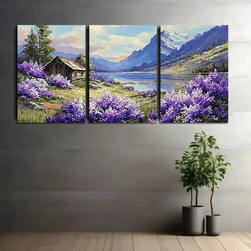 3pcs Number-Style Landscape Painting Modern Art Metal Print Ready to Hang Art - Bella Home Decor