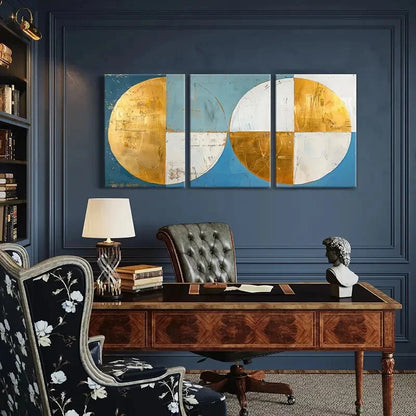 3pcs Abstract Art Geometric Design Poster Metal Print Ready to Hang Art - Bella Home Decor