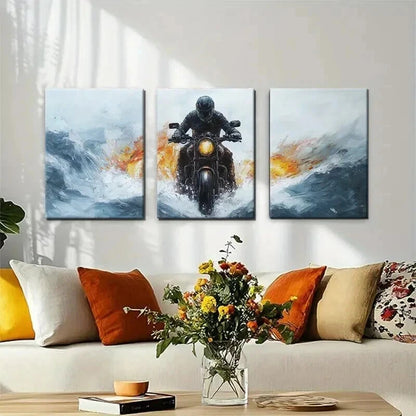 3pcs Through Waves Dynamic Abstract Perfect Wall Art Set Canvas Framed 50x70cm - High Quality Print 100% Australian Made Wall Canvas Ready to Hang