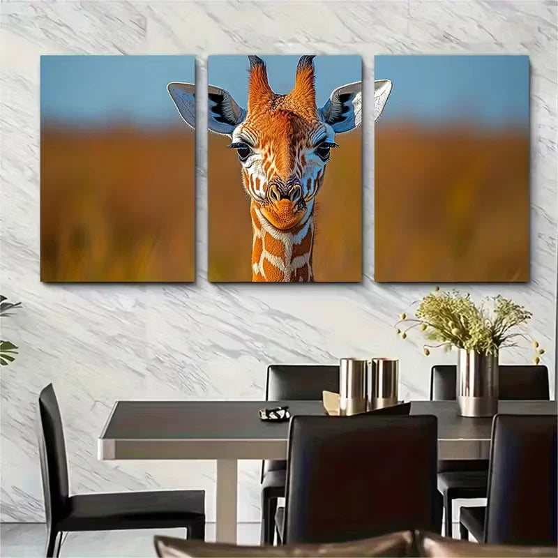 3pcs , Vibrant Giraffe Metal Print Ready to Hang Art - Bella Home Decor