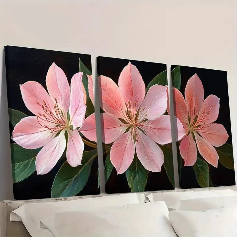 3pcs Pink Cleome Flower RY   Wall Art Set Canvas Framed 60x90cm - High Quality Print 100% Australian Made Wall Canvas Ready to Hang