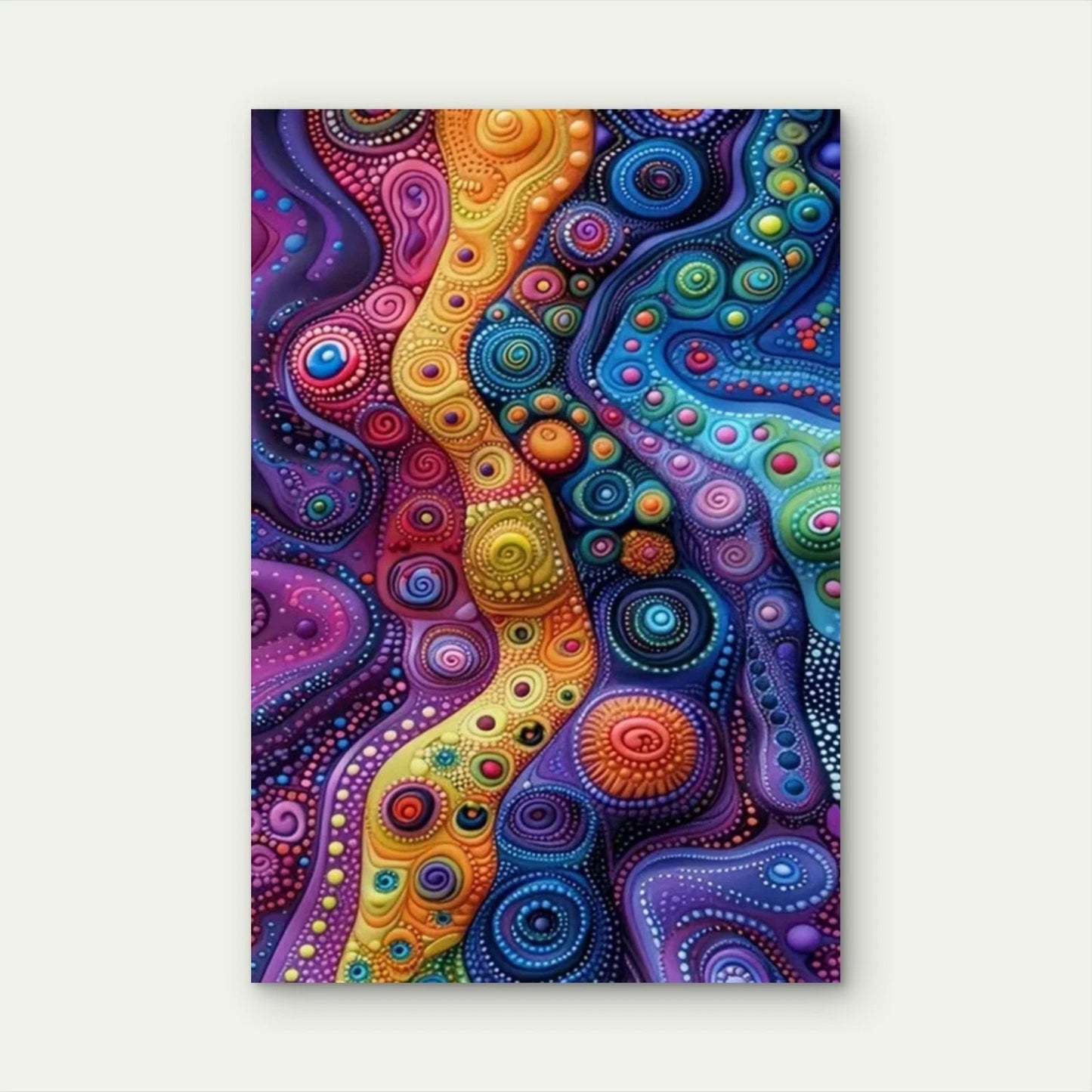 Wavy Line Ocean Currents in Dotted Texture 60x90cm Metal Print Ready to Hang