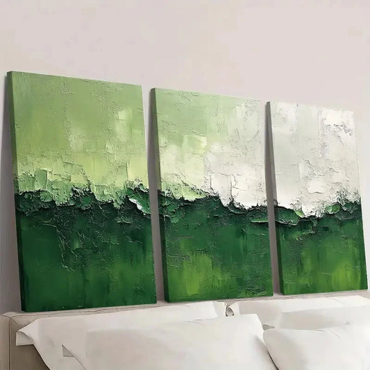 3pcs Light Green, White & Gray Textured LG Wall Art Set Canvas Framed 60x90cm - High Quality Print 100% Australian Made Wall Canvas Ready to Hang