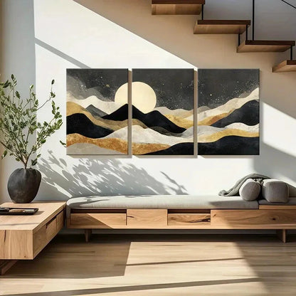 3pcs Abstract Landscape Art Night Sky Theme Metal Print Ready to Hang Art - Bella Home Decor