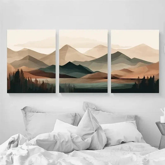3pcs Modern Abstract Mountain Wall Art Set Canvas Framed 60x90cm - High Quality Print 100% Australian Made Wall Canvas Ready to Hang