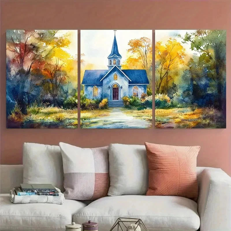 3pcs Venue Portrait Wedding Church Portrait Metal Print Ready to Hang Art