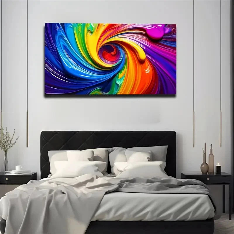 Vibrant Swirl Abstract Wall Art Canvas Office Home Room Framed 120x60cm