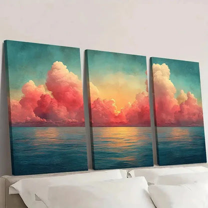 3pcs Colorful Sunset Sky Panoramic G Wall Art Set Canvas Unframed - High Quality Print 100% Australian Made Wall Canvas - Bella Home Decor